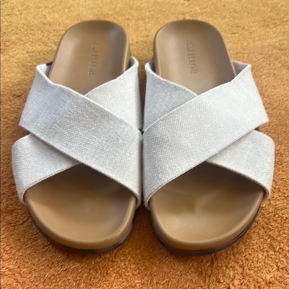 Pur Cream and Tan Sandals with Comfort Footbed